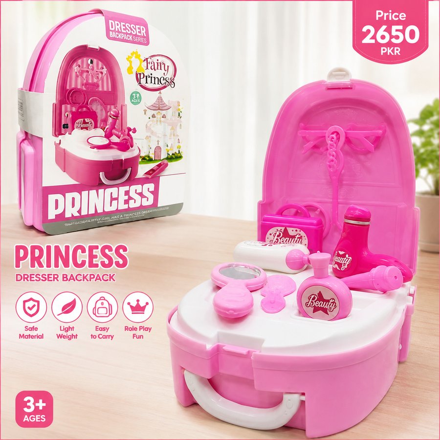 Pink Dresser Playset for Girls 1-5 Years | Kids Pretend Makeup & Dressing Toy Set