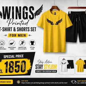 Wings Printed T-Shirt & Shorts Set for Men