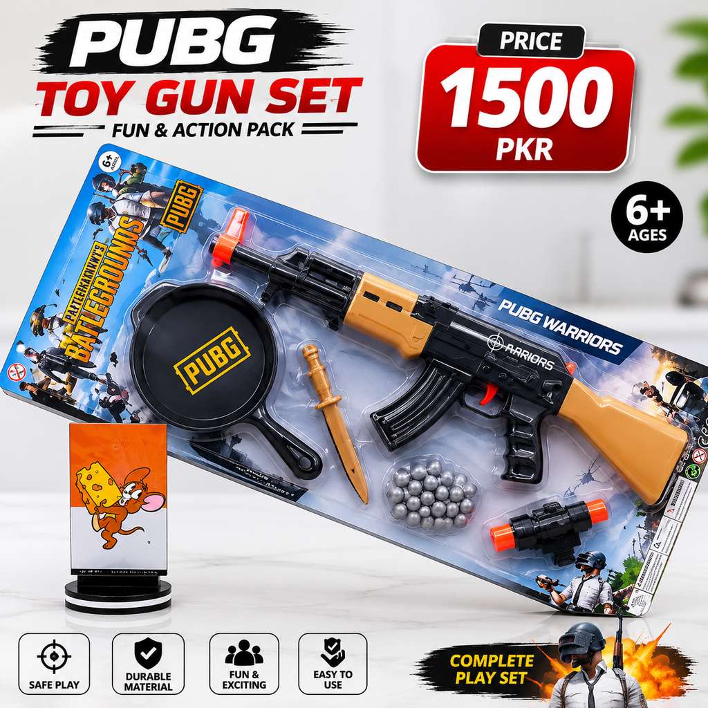 Kids Fiery Toy Gun Set Black Plastic 3-5 Years | Pretend Play Toy Set for Boys & Girls