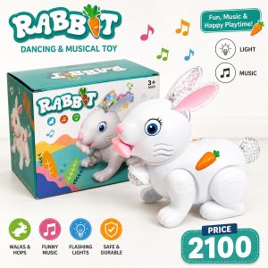 Electric Rabbit Toy White for Kids | Cute No Battery Bunny Toy for Babies 3 Months+