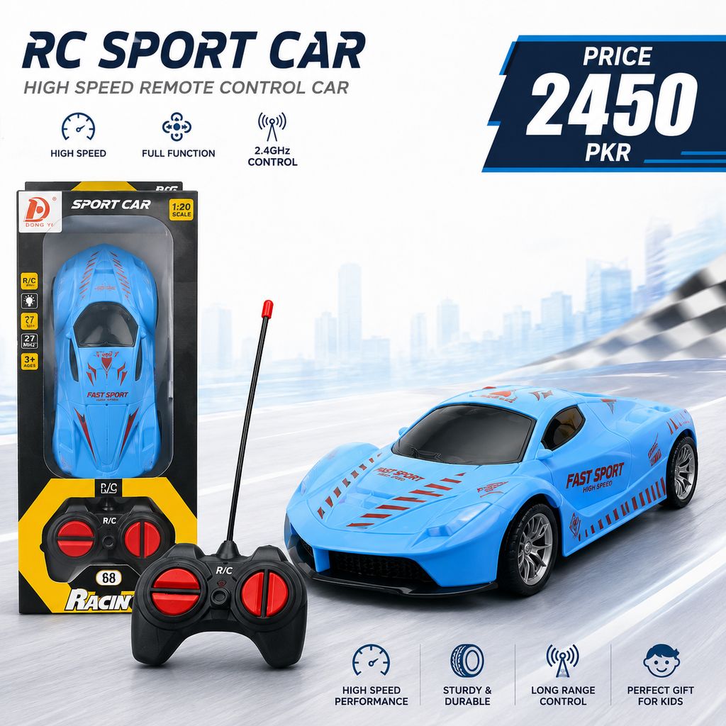Blue RC Car for Kids with Remote Control | Remote Control Racing Toy Car for Boys & Girls