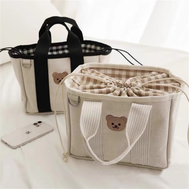 Canvas Crossbody Tote Bag for Moms in Pakistan – Stylish Everyday Shoulder Bag for Women | Black & White - Image 6