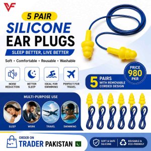 5 Pair Silicone Earplugs for Sleeping – Reusable Soft Noise Reduction Ear Plugs