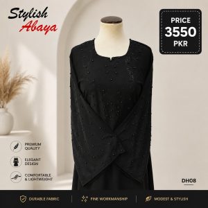 Nidha Black Abaya with Heavy Embroidery for Women | Elegant Luxury Embroidered Abaya