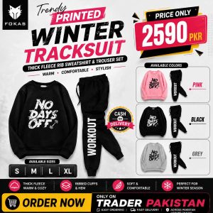 Trendy Printed Winter Tracksuit for Men & Boys – Thick Fleece Rib Sweatshirt & Trouser Set