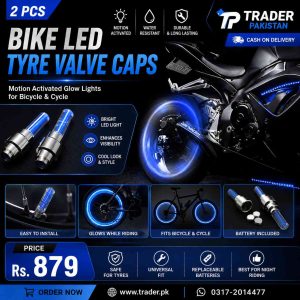 2 Pcs Bike LED Tyre Valve Caps – Motion Activated Glow Wheel Lights for Bicycle & Cycle