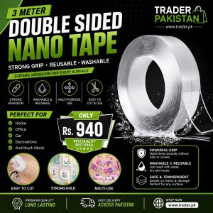 Double Sided Washable Nano Tape – 3 Meter Multi-Purpose Silicone Adhesive Tape