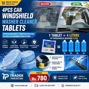 4PCS Car Windshield Washer Cleaner Tablets – Effervescent Concentrated Glass Cleaning Solution