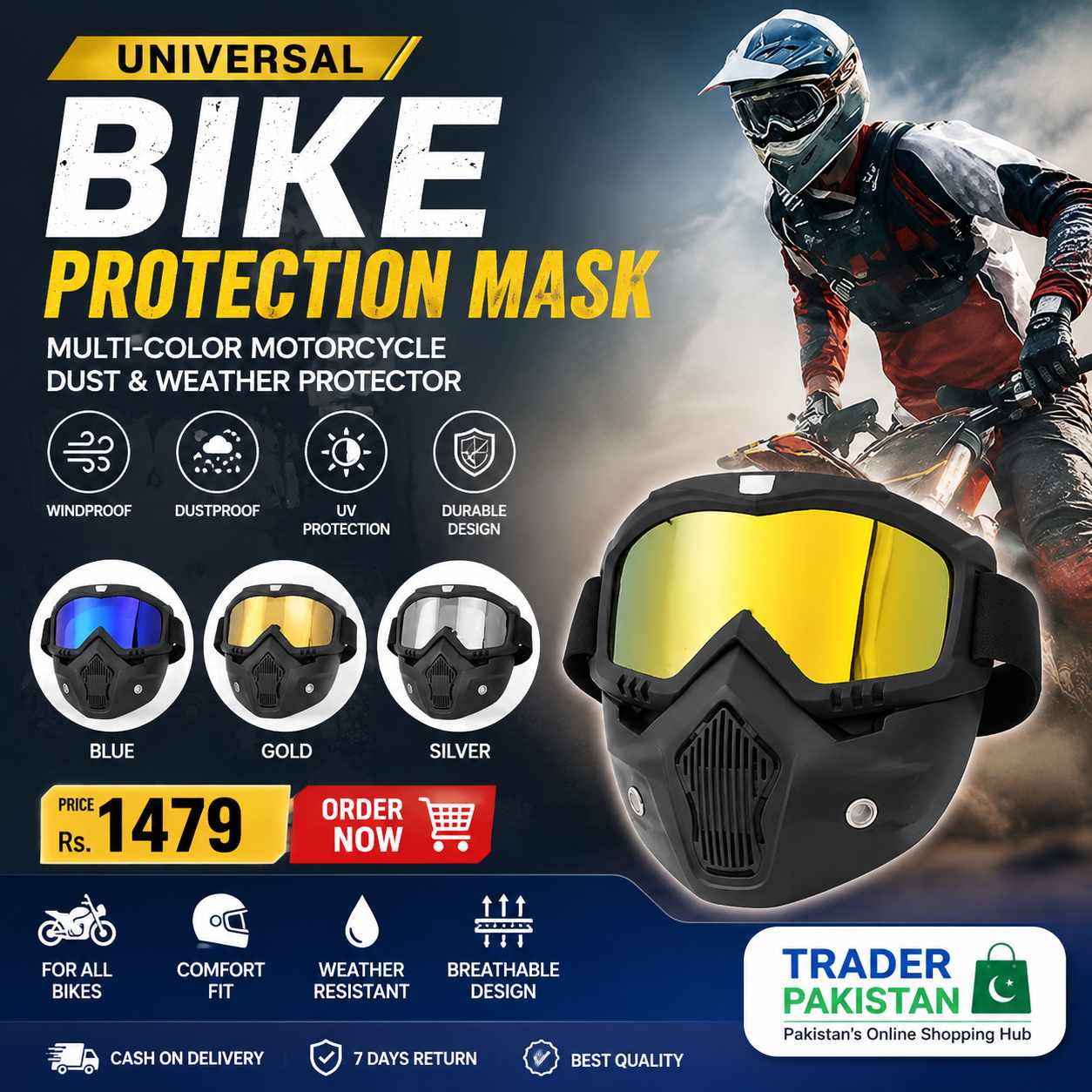 Universal Bike Protection Mask – Multi-Color Motorcycle Dust & Weather Protector