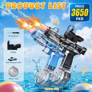 Electric Water Gun Fire Flash Upgraded 320 Capacity | Automatic Water Pistol Squirt Gun for Kids & Adults