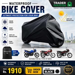 Black Bike Cover – Waterproof Motorcycle Protection Cover for Dust, Sun, Rain & Outdoor Parking