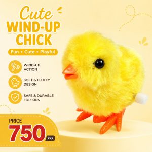 Yellow Wind-Up Baby Chick Toy for Kids | Cute Mechanical Chicken Toy for Children