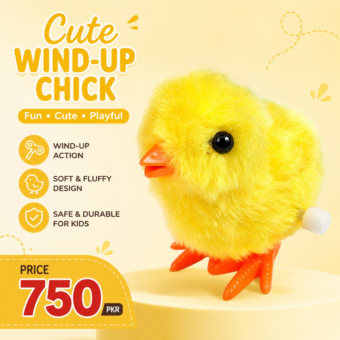 Yellow Wind-Up Baby Chick Toy for Kids | Cute Mechanical Chicken Toy for Children