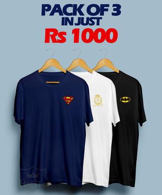 Premium Cotton Jersey T-Shirts Pack of 3 – Navy, White & Black | Soft Comfortable Casual Wear - Image 2