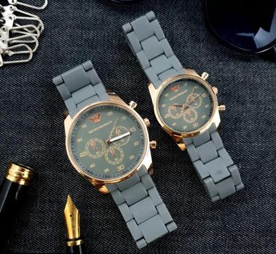 Unisex Chronograph Watch Set Stainless Steel Black Strap – 2 Pcs Couple Watches for Men & Women - Image 3