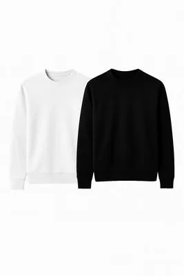 Men's Polyester Sweatshirt Pack of 2 – Black & White Casual Winter Wear | Medium - Image 4