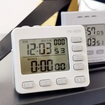 White Digital Timer with Countdown & Clock for Home Kitchen Study - Image 5