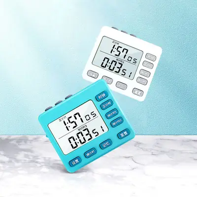 White Digital Timer with Countdown & Clock for Home Kitchen Study