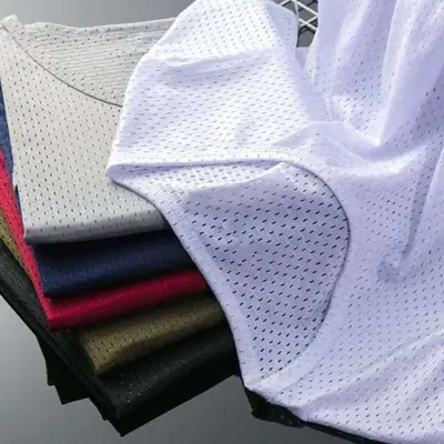 Men's Ice Silk Mesh Breathable T-Shirt – White Slim Fit Summer Casual Wear
