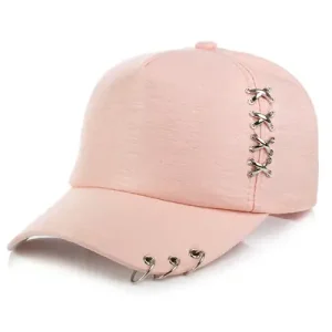 Black Metal Cross Hoop Baseball Cap for Men & Women – Stylish Gothic Adjustable Fashion Cap