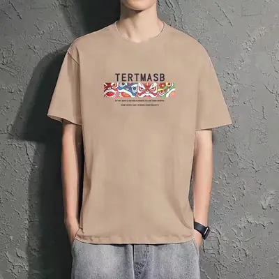 Men Blue Loose Fit Letter Print T-Shirt Summer – Stylish Casual Oversized Comfort Wear - Image 4