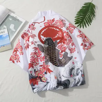 Men's Black Dragon Kimono Cardigan Summer Beach Shirt – Stylish Casual Lightweight Wear - Image 3
