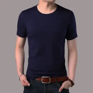 Men Slim Fit Black Cotton T-Shirt Round Neck – Premium Casual & Daily Wear
