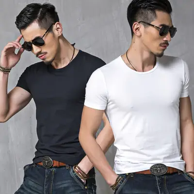 Men's Premium Cotton T-Shirt Summer White Black – Soft Comfortable Casual Daily Wear