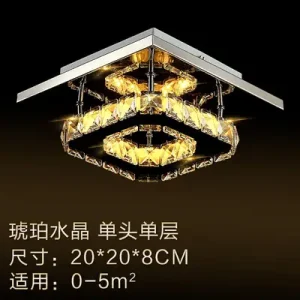 Modern Crystal Ceiling Light 20x20x8CM Amber Glow – Stylish Decorative Ceiling Lamp