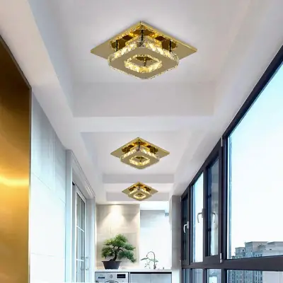Modern Crystal Ceiling Light 20x20x8CM Amber Glow – Stylish Decorative Ceiling Lamp - Image 2