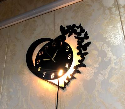 Heart & Butterfly Wall Clock Black Battery Operated – Modern Decorative Home Clock - Image 3