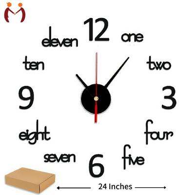 3D Wooden Wall Clock Black White 24" – Modern Large Decorative Home Clock - Image 2