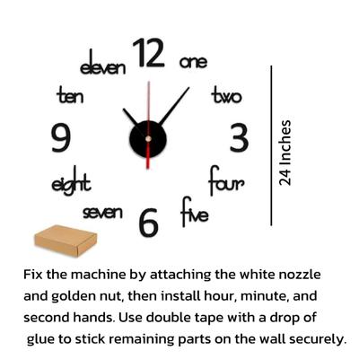 3D Wooden Wall Clock Black White 24" – Modern Large Decorative Home Clock - Image 3