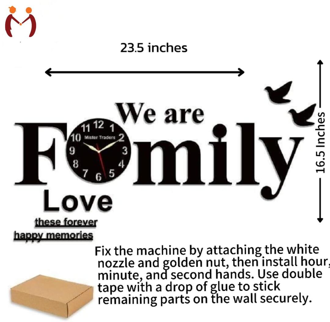 Big Size Wooden Wall Clock 3D Modern Black Pakistan | Large Decorative Wall Clock for Home & Office - Image 4