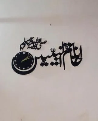 Black Islamic Calligraphy Wall Clock 15x25 Inch MDF – Modern Islamic Home Decor - Image 4
