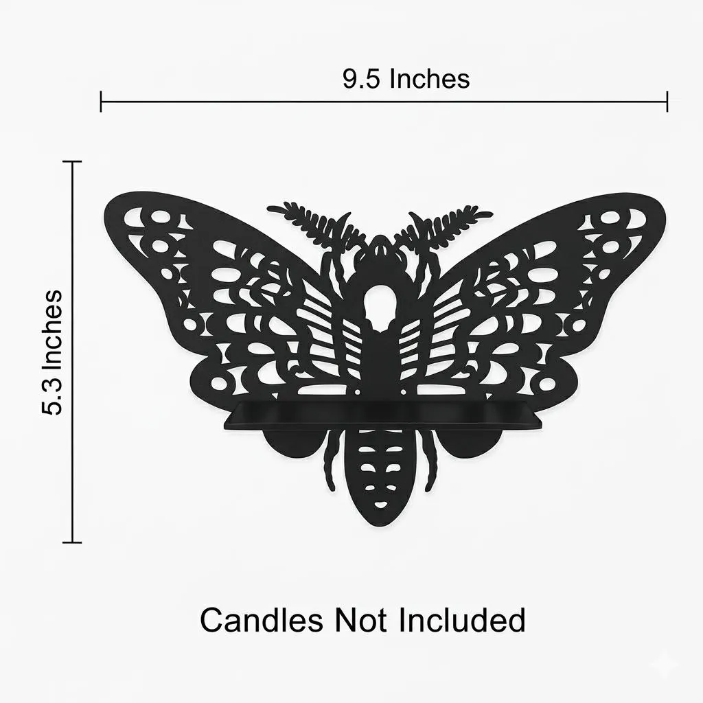 Butterfly Wall Shelf Set of 3 Black Wooden Decorative Floating Shelves for Home & Room Decor - Image 2