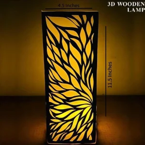 3D Wooden Leaf Lamp Rechargeable LED Decorative Table Lamp for Home & Office