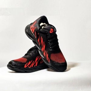 Men's Red Flame Running Joggers – Black Sneakers, Stylish & Comfortable Daily Wear