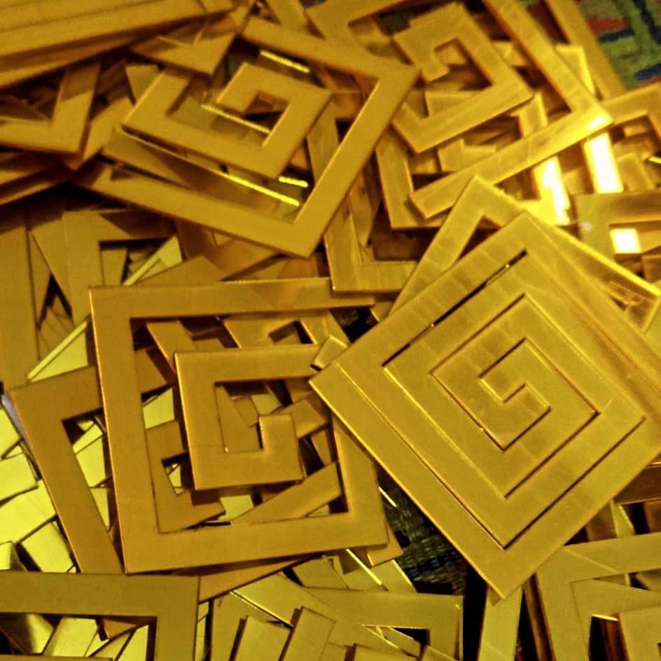 Golden Geometric Acrylic Wall Decals 2.5x2.5" | Modern Decorative Wall Stickers - Image 3