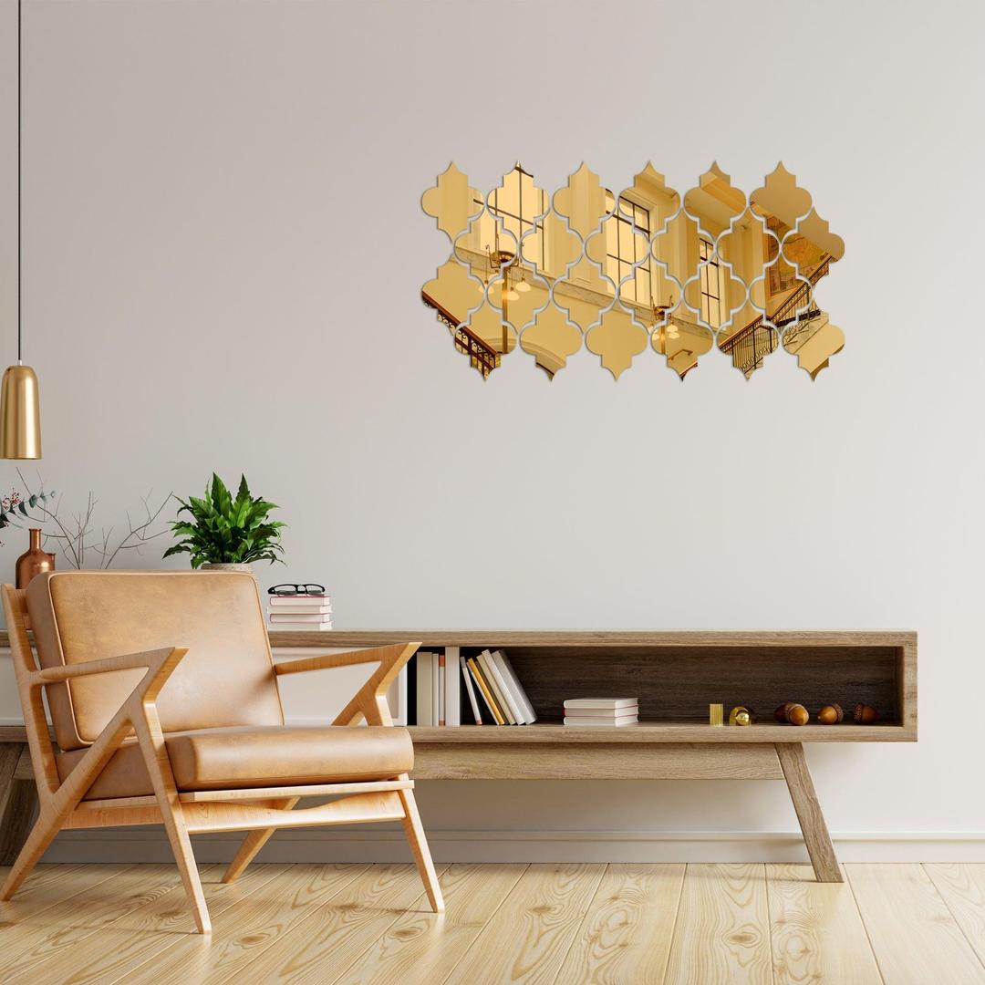 Golden Acrylic Wall Mirror 20Pcs Easy Install Modern Decor | Decorative Mirror Stickers - Image 4