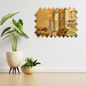 Golden Acrylic Wall Mirror 20Pcs Easy Install Modern Decor | Decorative Mirror Stickers