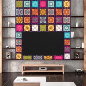 Multicolor Mandala Wall Stickers 120 Pcs Vinyl Decor – Colorful Wall Decoration