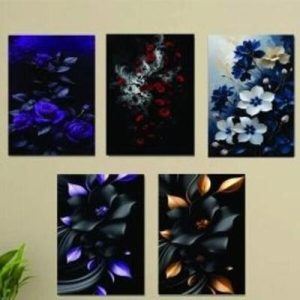 5Pcs 3D Abstract Art Wall Frames MDF Wood Decor – Modern Wall Decoration