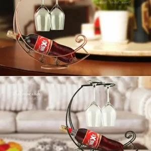 Golden Metal Glass & Bottle Holder for Home Kitchen Dining Table Decor