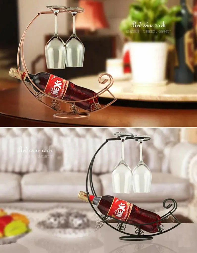 Golden Metal Glass & Bottle Holder for Home Kitchen Dining Table Decor