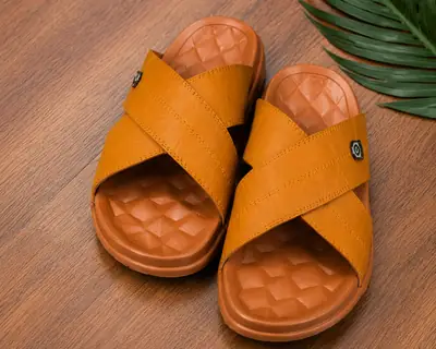 Men's Cross Strap Slide Sandals Brown – Premium Soft Comfortable Lightweight Anti-Slip Open Toe Slippers - Image 4