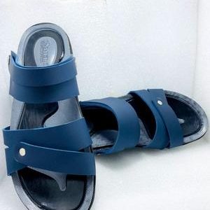 Men Blue Synthetic Leather Casual Sandals