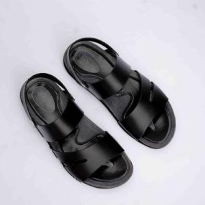 Men's Black Synthetic Leather Sandals Size 6-11 | Stylish Casual Comfort Sandals