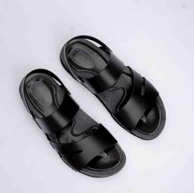 Men's Black Synthetic Leather Sandals Size 6-11 | Stylish Casual Comfort Sandals