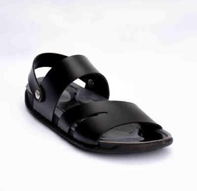 Men's Black Synthetic Leather Sandals Size 6-11 | Stylish Casual Comfort Sandals - Image 3
